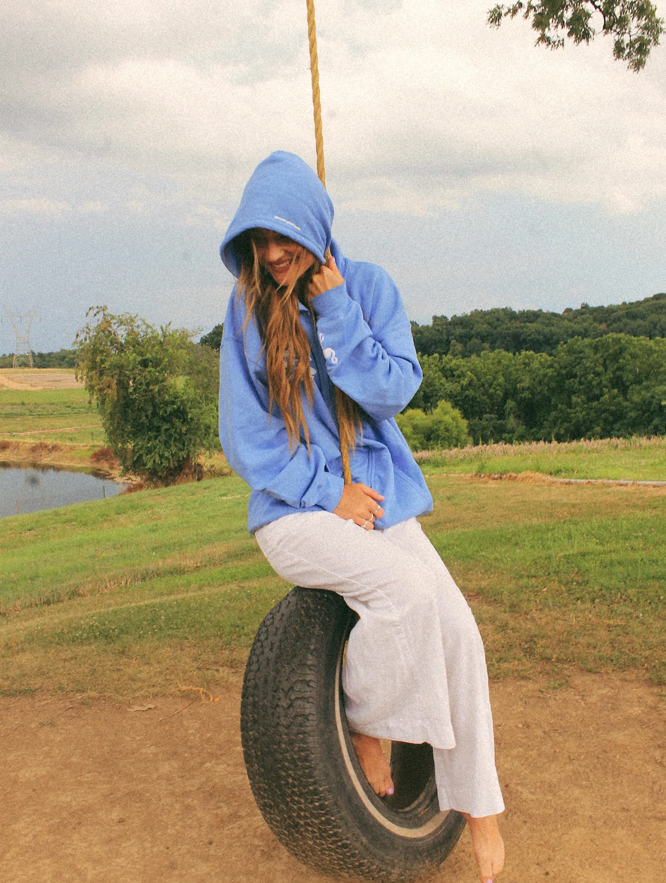Get Your Pink Back® Feather Line Blue Hoodie - Image 4