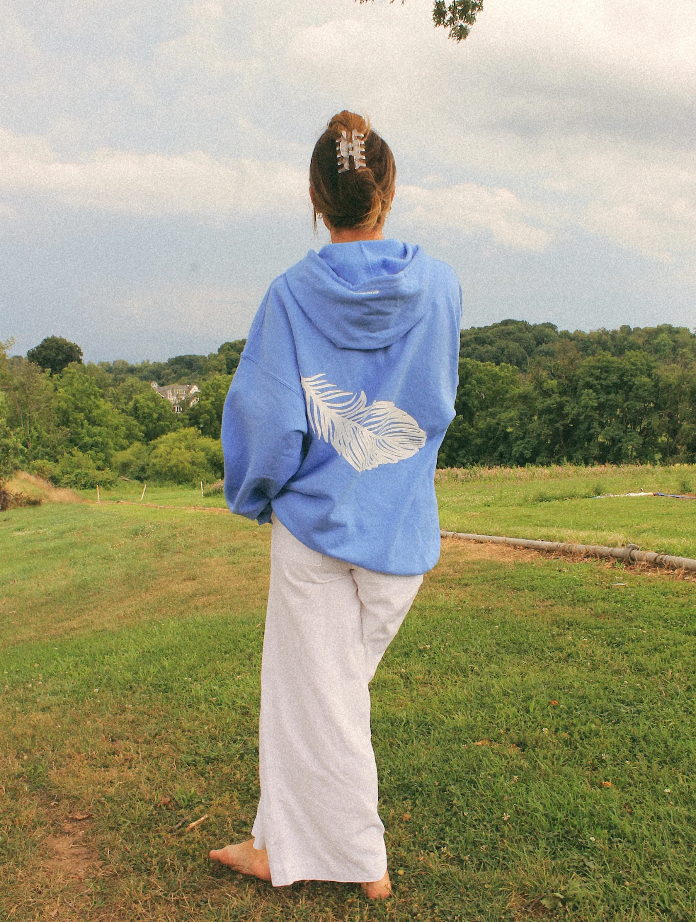 Get Your Pink Back® Feather Line Blue Hoodie - Image 5