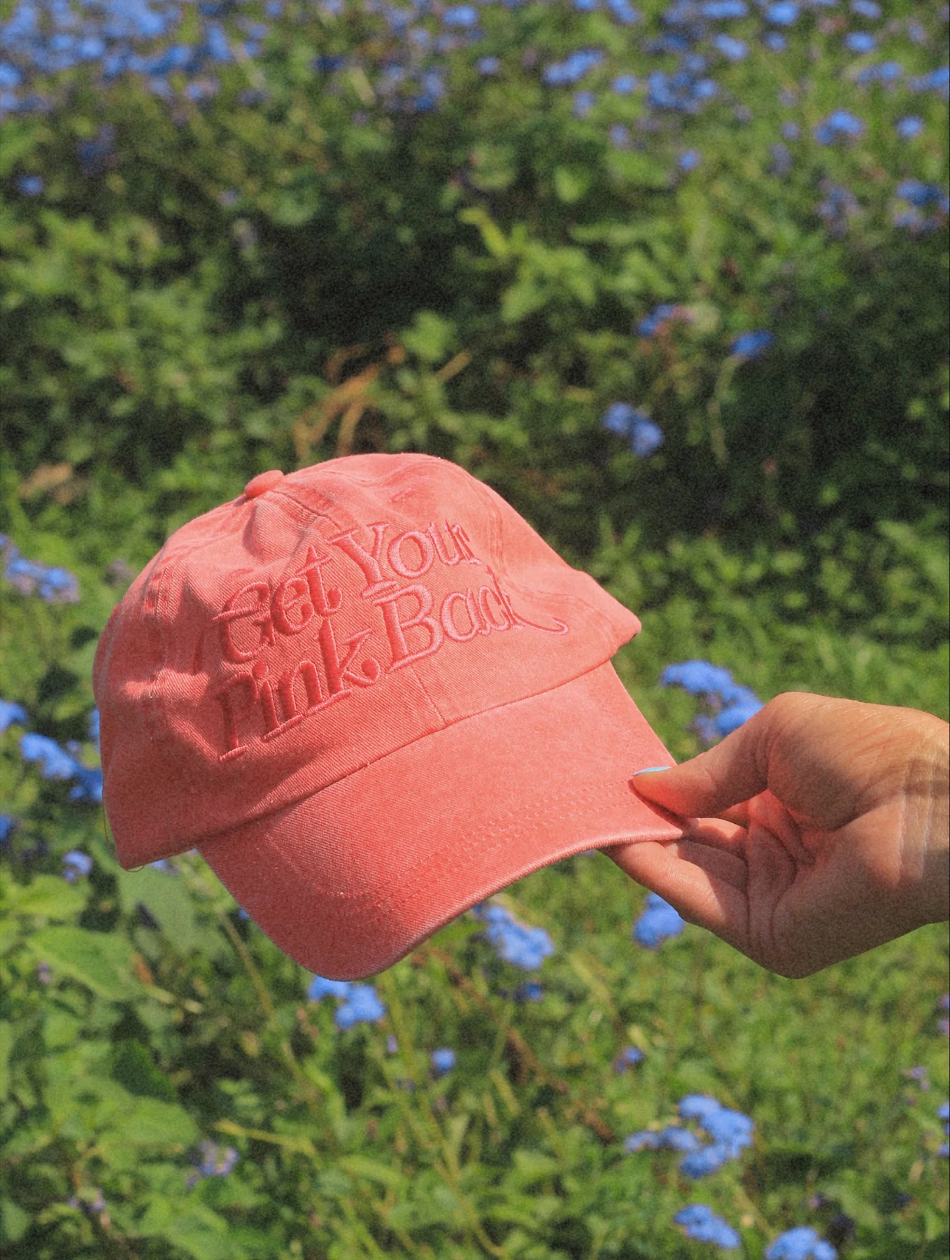 Get Your Pink Back® Feather Line Red Dad Hat - Image 3
