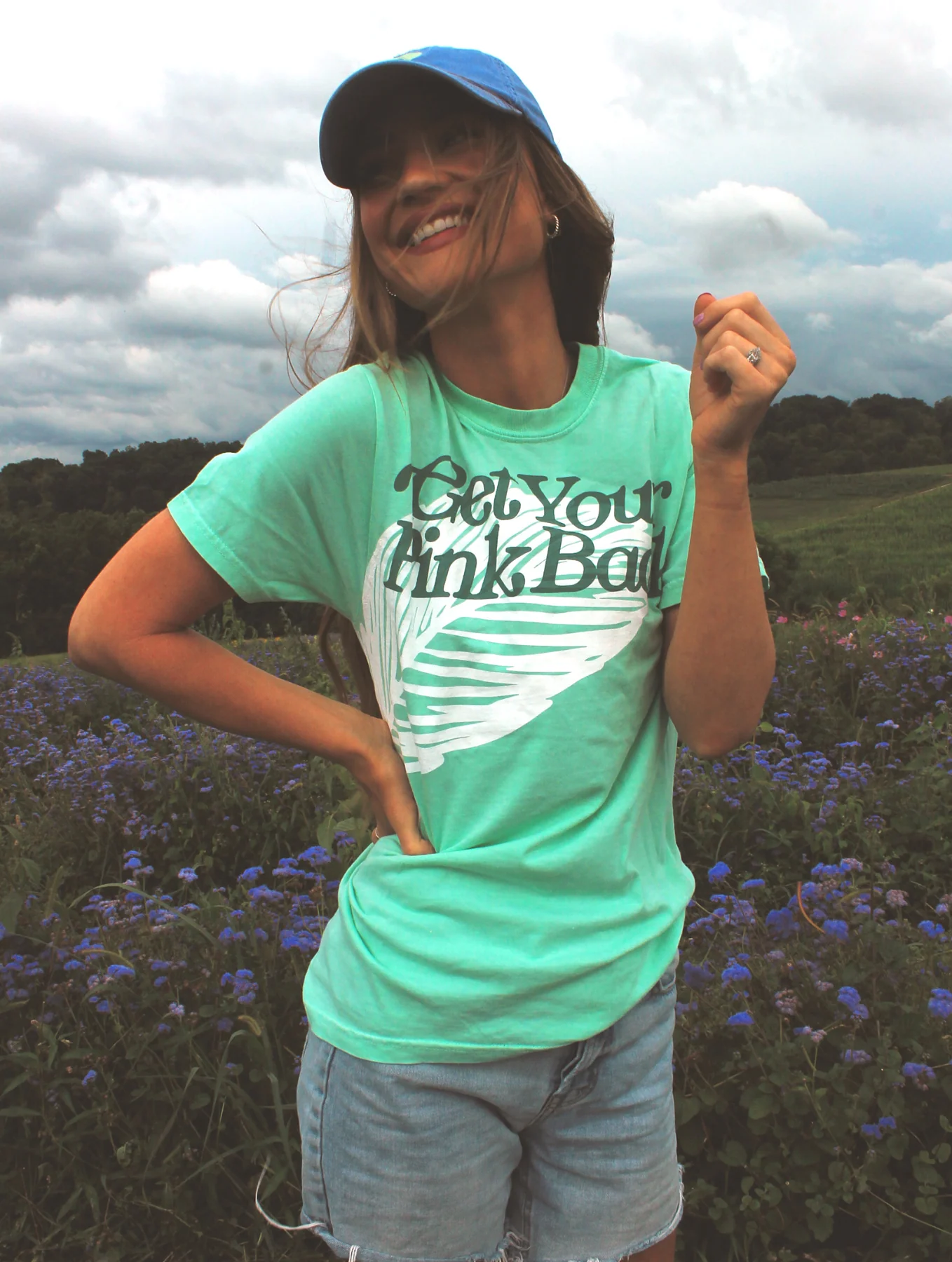 Get Your Pink Back® Feather Line Turquoise Tee