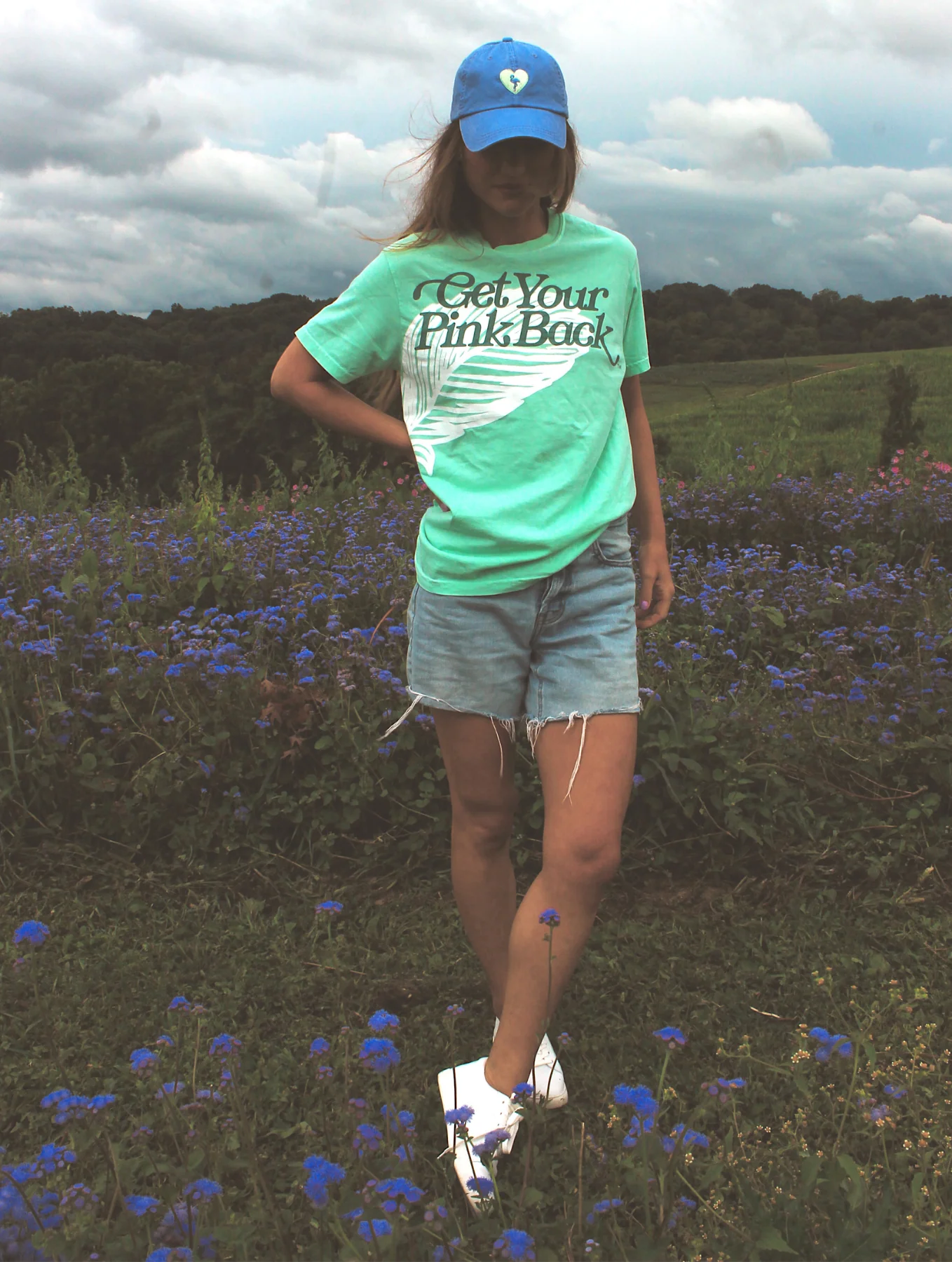 Get Your Pink Back® Feather Line Turquoise Tee - Image 4