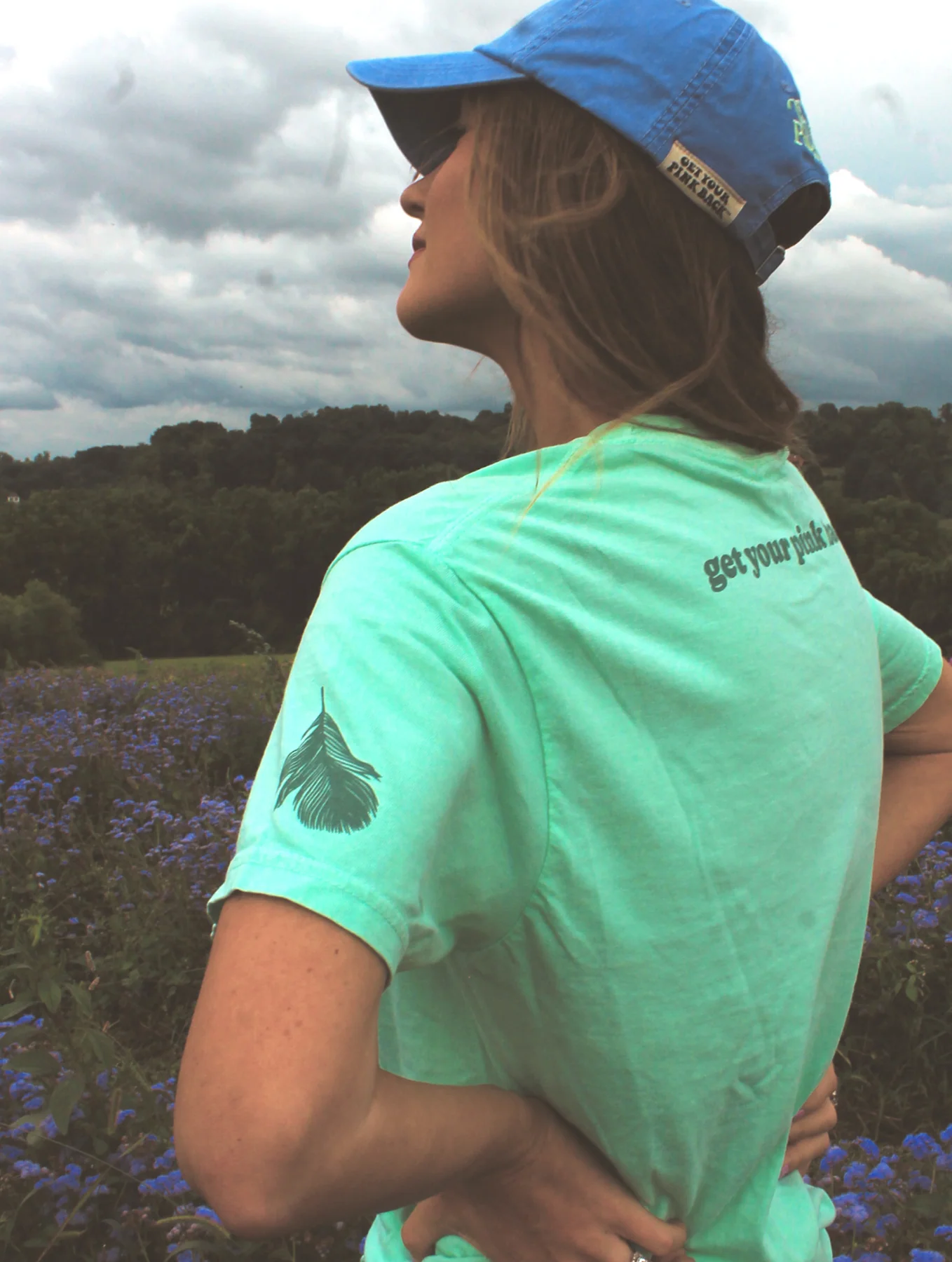 Get Your Pink Back® Feather Line Turquoise Tee - Image 5