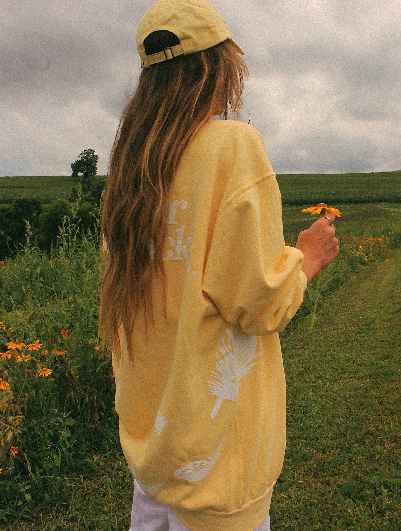 Get Your Pink Back® Feather Line Yellow Crewneck - Image 3