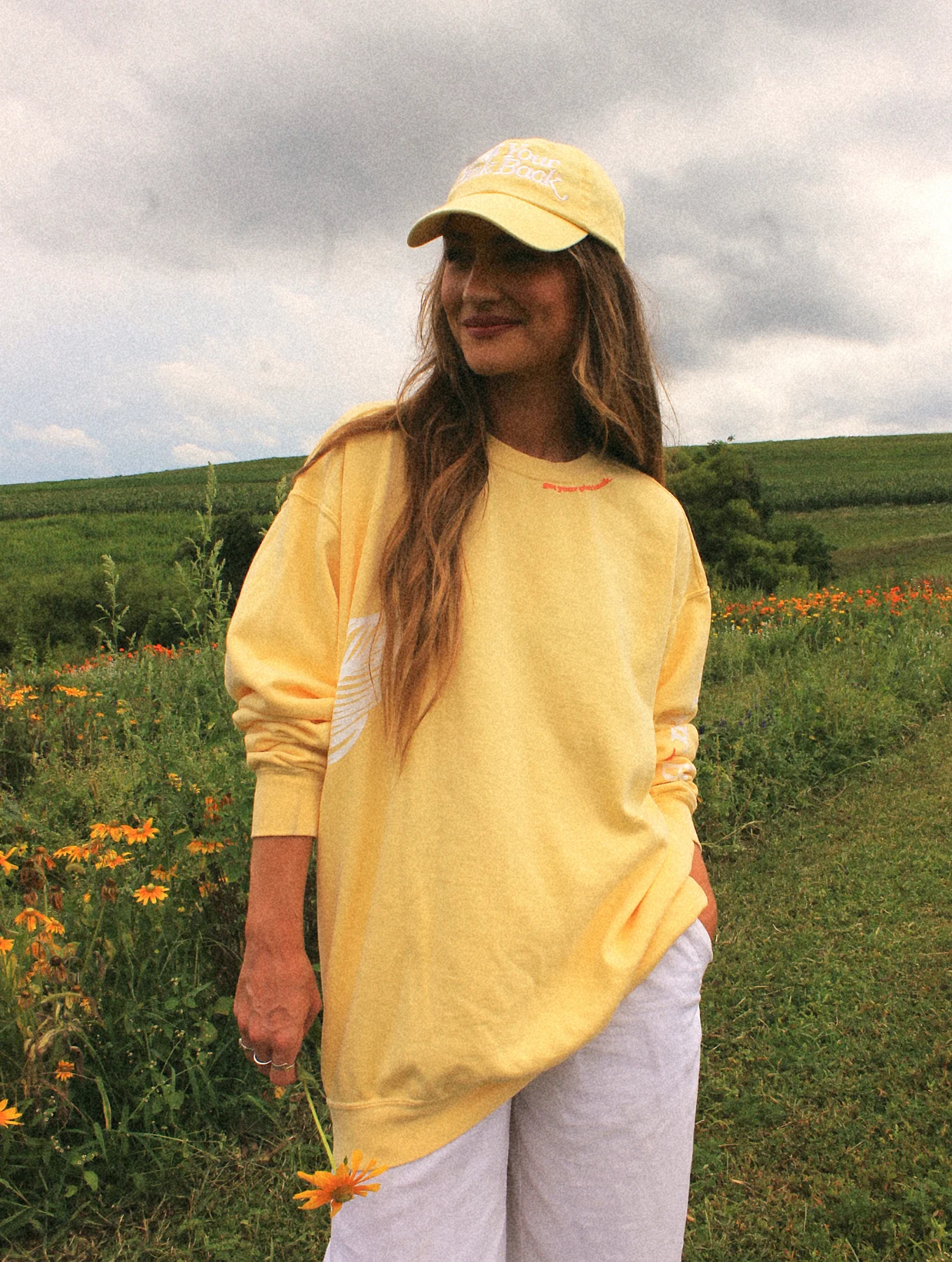 Get Your Pink Back® Feather Line Yellow Crewneck - Image 6