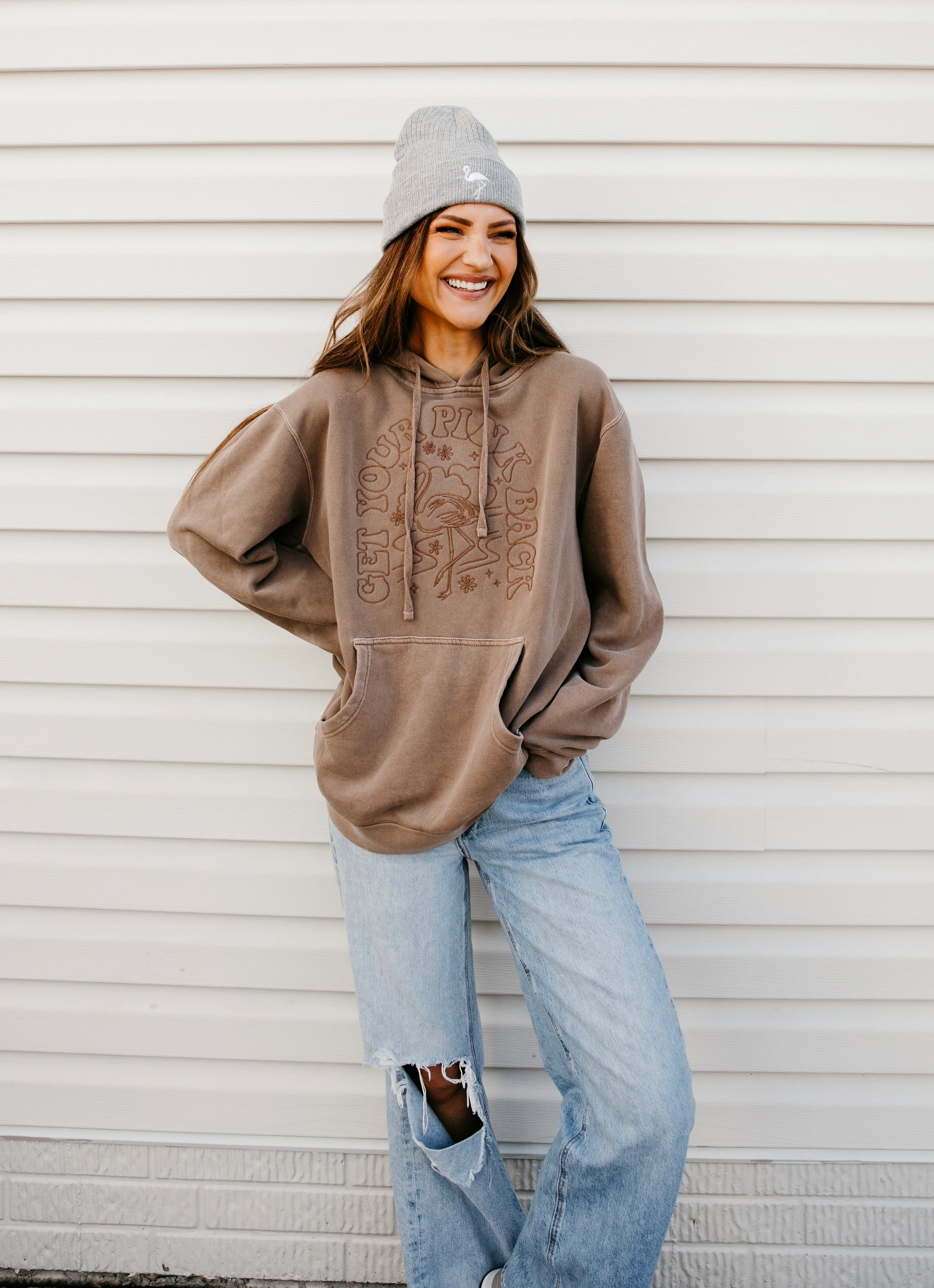 Get Your Pink Back® Embroidered Hoodie Clay - Image 4