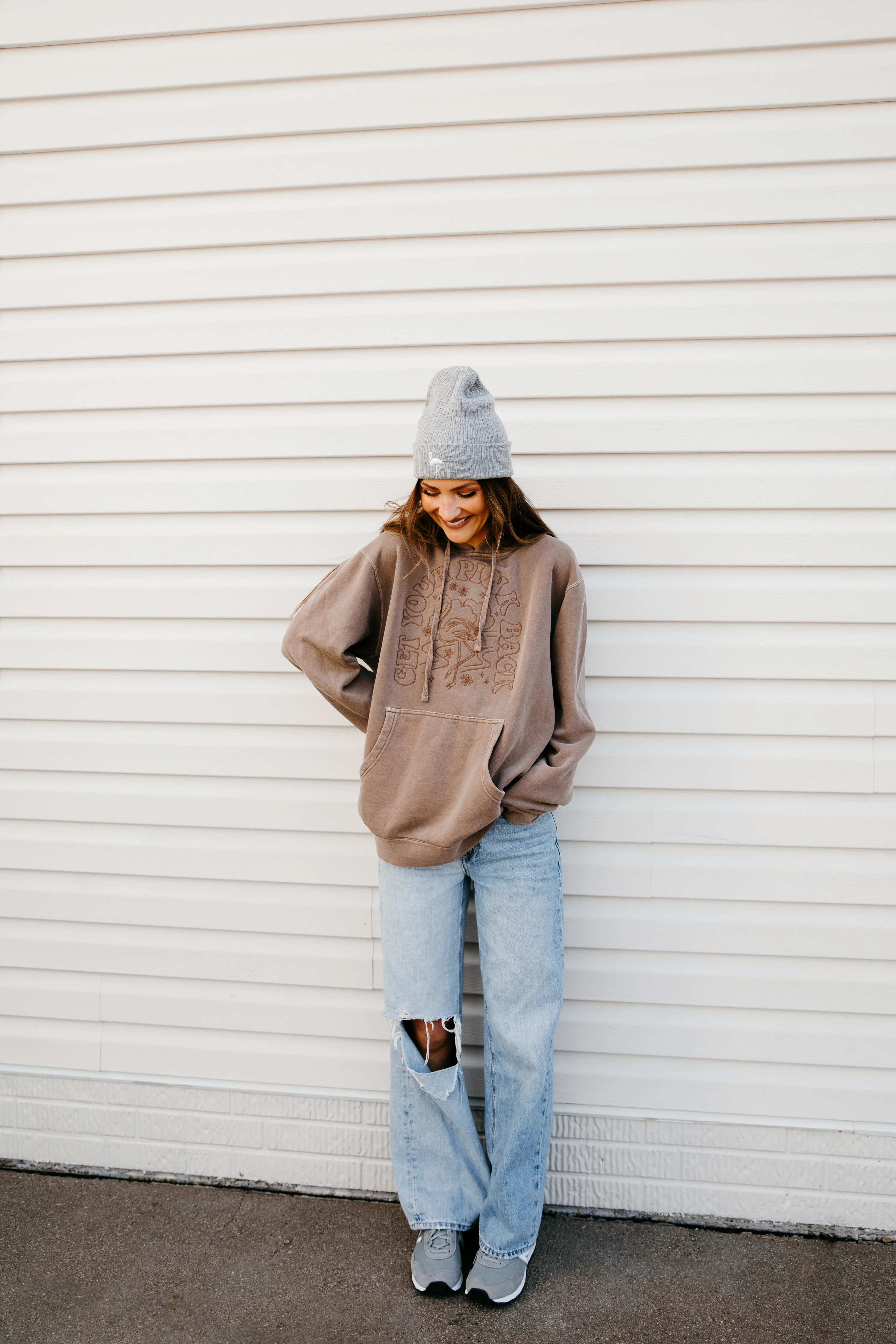 Get Your Pink Back® Embroidered Hoodie Clay - Image 5
