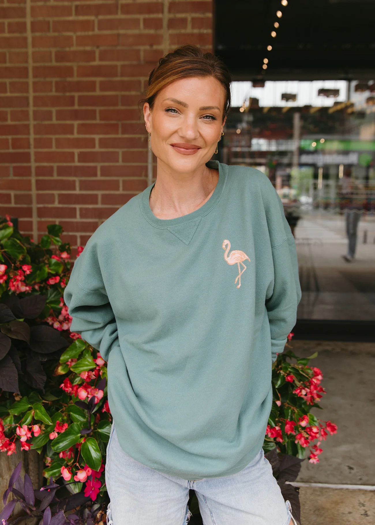 Get Your Pink Back® Pigment Green Crewneck - Image 3